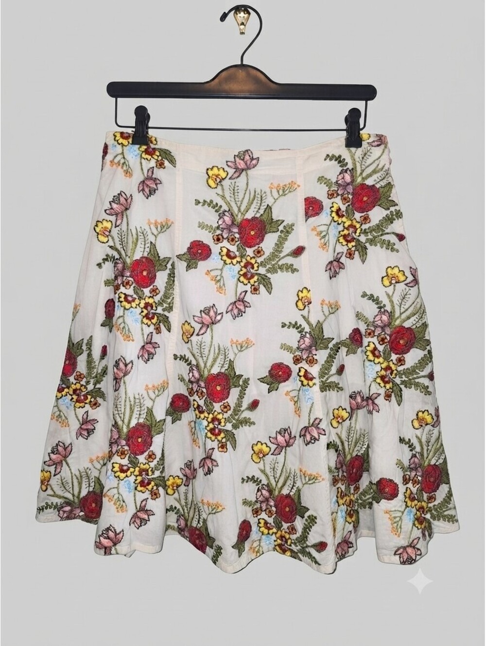 Johnny Was A Line Floral Embroidered Skirt Size 10 - Picture 2 of 8